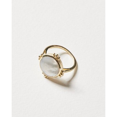 Degana Mother of Pearl & Gold Plated Disc Ring | Oliver Bonas