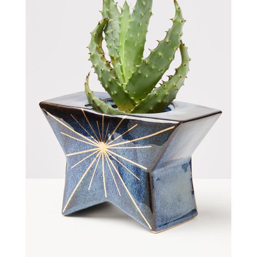 Star Navy Ceramic Planter Oliver Bonas