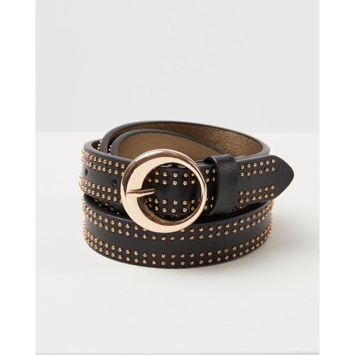 Studded Black Leather Belt | Oliver Bonas
