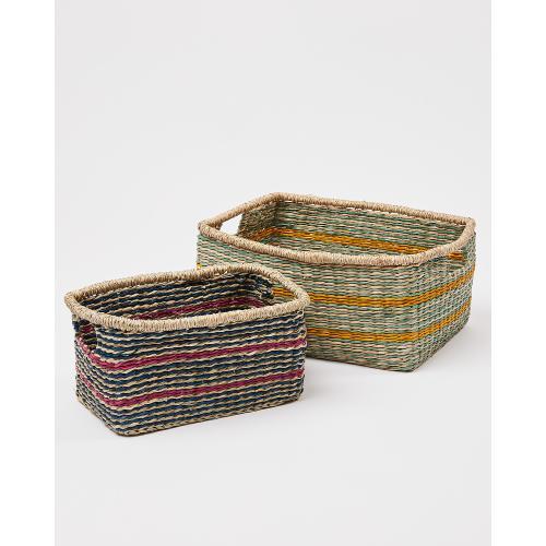 Seagrass Rectangular Storage Baskets Set of Two Oliver Bonas