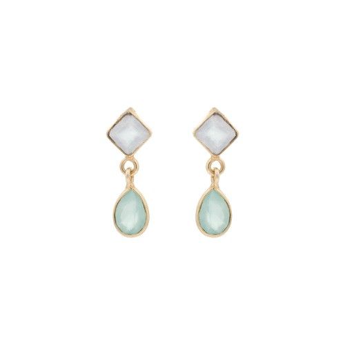 Jacopo Tiny Double Drop Gold Plated Earrings | Oliver Bonas