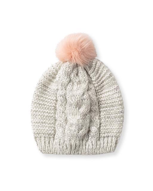 Peaches & Cream Knitted Pom Pom Hat Oliver Bonas