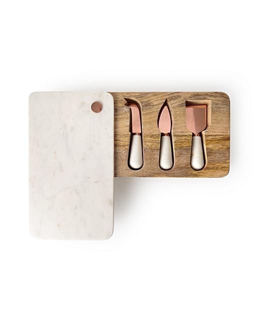 Marble Cheese Board with Set of Three Knives Oliver Bonas