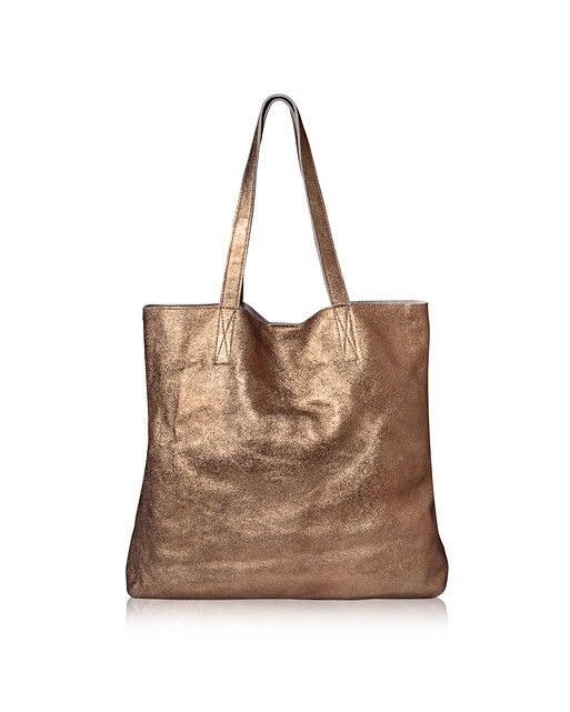 Copper Crackle Leather Shopper Bag | Oliver Bonas