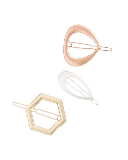 Mixed Metallic Mini Hair Clips Set of Three Oliver Bonas
