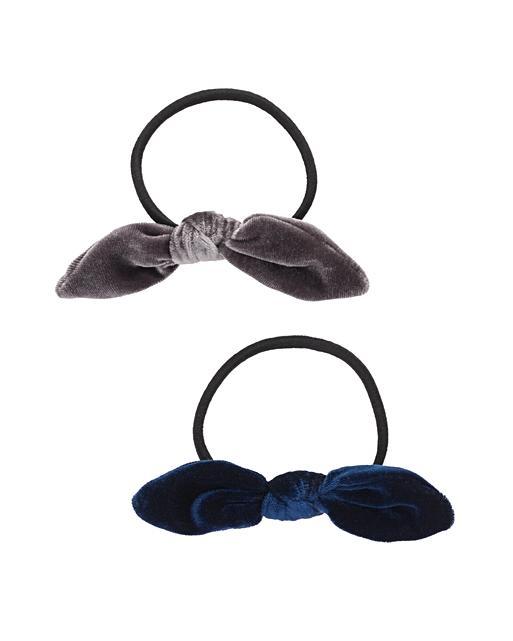 Set of Two Velvet Bow Hair Elastics Oliver Bonas