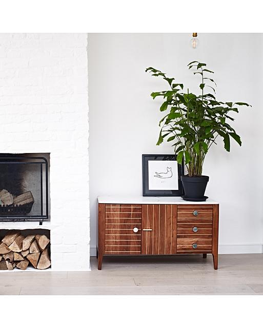 Ottone Marble & Acacia Wood Sideboard Oliver Bonas