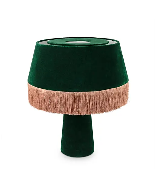Ero Green Velvet & Tassel Table Lamp Large | Oliver Bonas