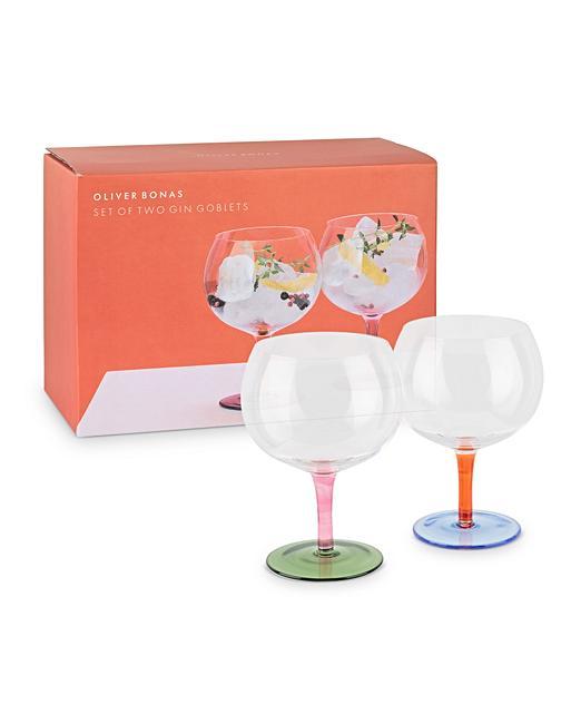 Coloured Stem Gin Glasses Set of Two Oliver Bonas