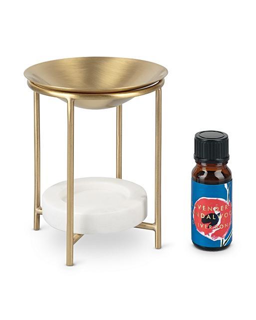 Marble Brass Oil Burner Gift Set Oliver Bonas