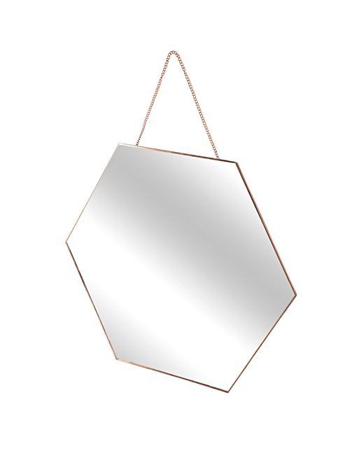 Rose Gold Hexagon Hanging Wall Mirror Large Oliver Bonas