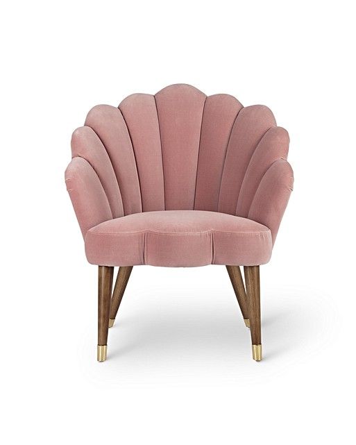 Flora Scalloped Dusty Pink Velvet Armchair
