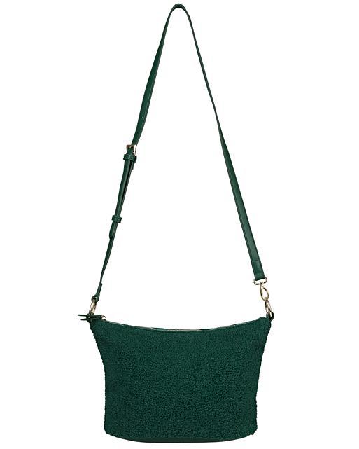 Faux Shearling & Velvet Green Cross Body Bag Oliver Bonas