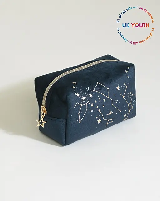 Velvet Constellation Navy Makeup Bag Small Oliver Bonas