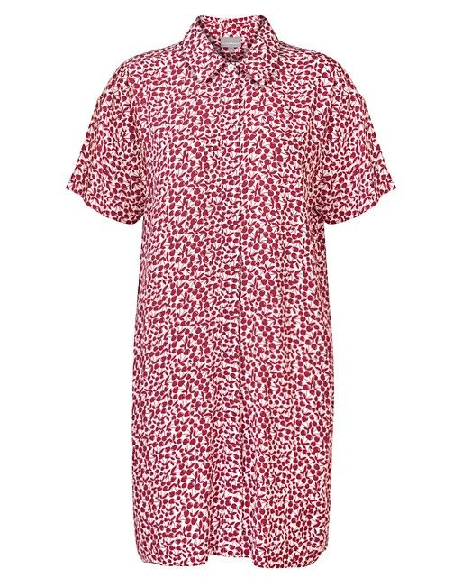 Cherry Print Pink Shirt Dress | Oliver Bonas
