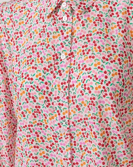Cherry Print Pink Shirt | Oliver Bonas