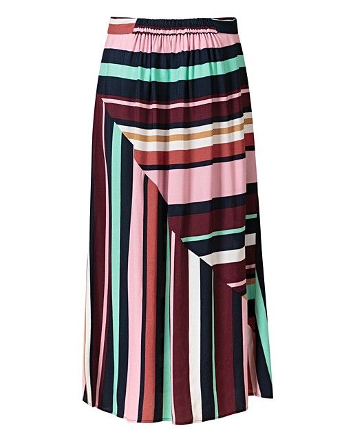 Cutabout Multicoloured Stripes Midi Skirt | Oliver Bonas