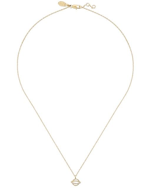 Saturn Round Gold Plated Pendant Necklace | Oliver Bonas