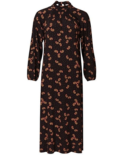 Paisley Print Black Midi Dress | Oliver Bonas