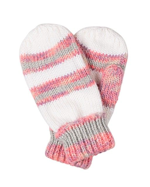 Chunky Striped White Knitted Mittens | Oliver Bonas