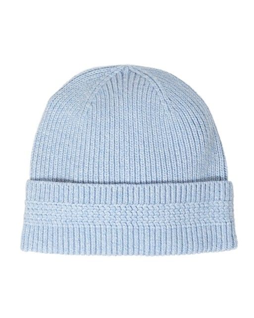 Cashmere Blue Knitted Beanie Hat | Oliver Bonas