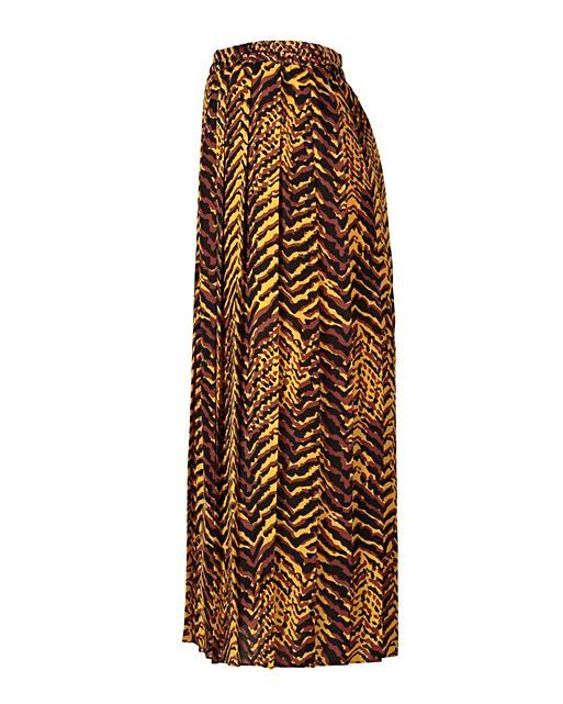 Zebra Print Yellow Pleated Midi Skirt Oliver Bonas