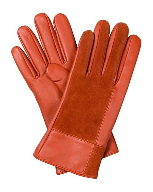 Square Orange Suede & Leather Gloves Oliver Bonas