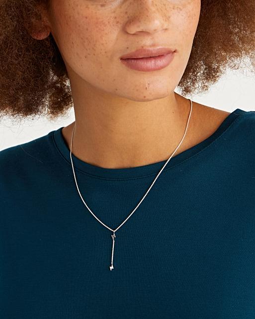 Lightning Bolt & Chain Silver Pendant Necklace Oliver Bonas