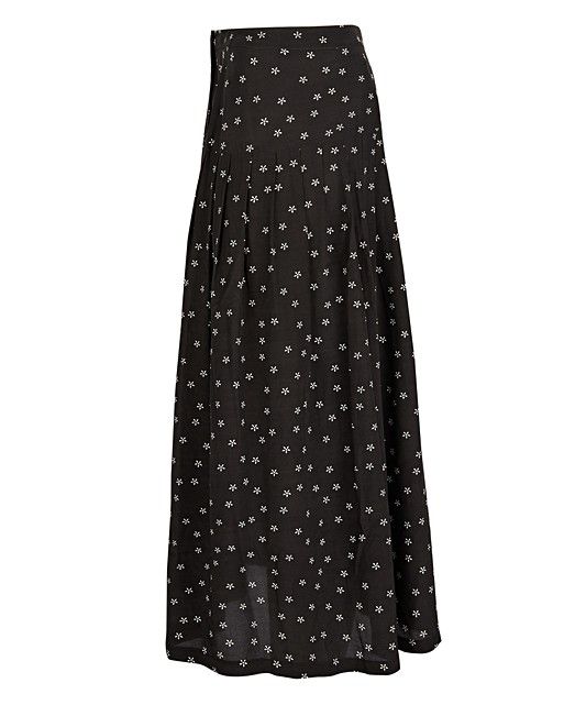 Ditsy Floral Print Black Midi Skirt | Oliver Bonas
