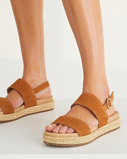 Double Strap Brown Leather Flatform Sandals Oliver Bonas