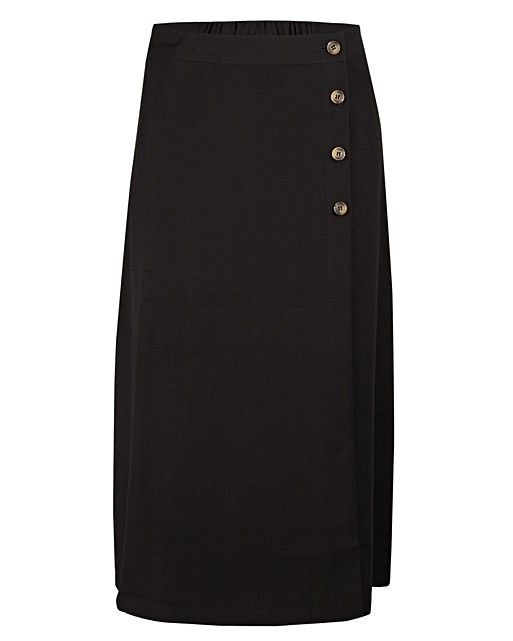Luxe Button Black Midi Skirt | Oliver Bonas