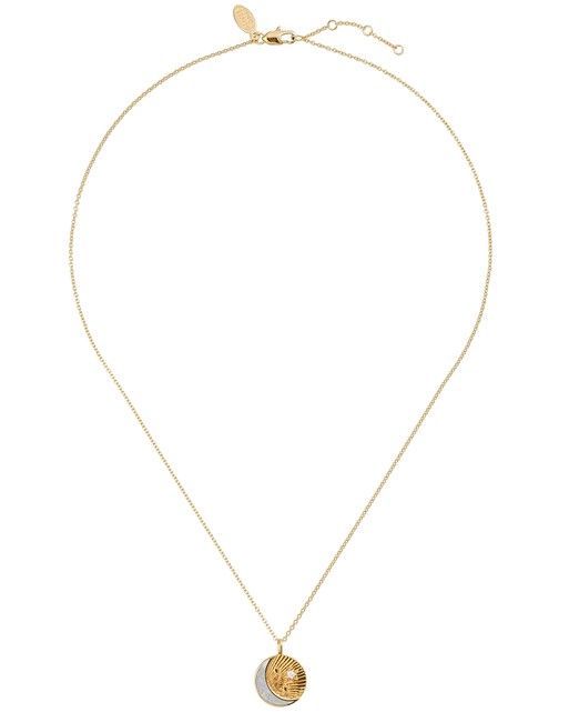 Neo Celestial Moon Pearl & Gold Plated Necklace | Oliver Bonas