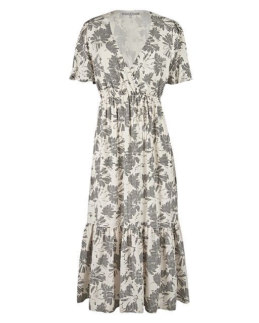 Mono Gingham & Floral Print Midi Wrap Dress | Oliver Bonas
