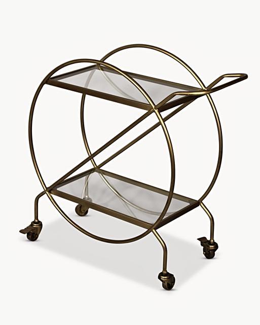 Gold Brass & Glass Round Drinks Trolley Oliver Bonas IE