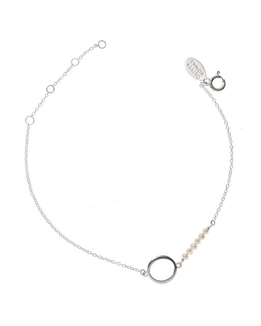 Silver Circle and Row of Pearls Bracelet | Oliver Bonas