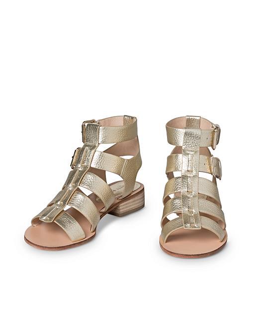 Gold Multi Strap Leather Block Sandals Oliver Bonas