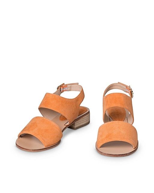 Orange Suede Block Heel Leather Sandals | Oliver Bonas