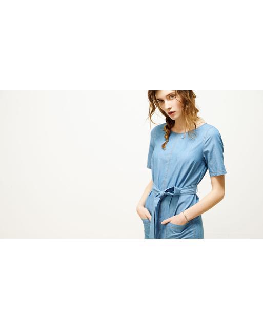 Jaz Relaxed Denim Belted Shift Dress | Oliver Bonas