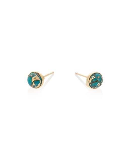 Alba Round Turquoise Stone Stud Earrings | Oliver Bonas