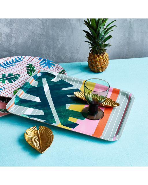 Palm Leaf Grid Tray Oliver Bonas