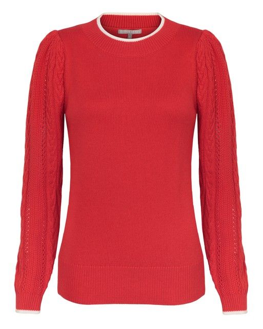 Cable Sleeve Red Jumper | Oliver Bonas
