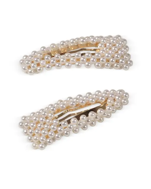 Pearl White Hair Clips Pack of Two Oliver Bonas