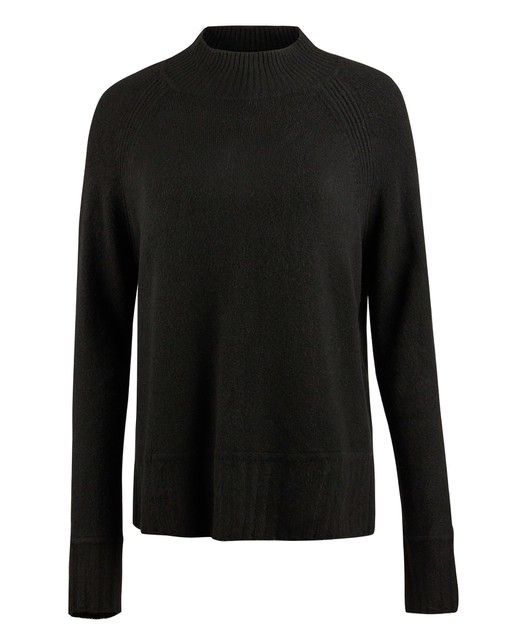 High Neck Black Ribbed Knitted Sweater | Oliver Bonas US