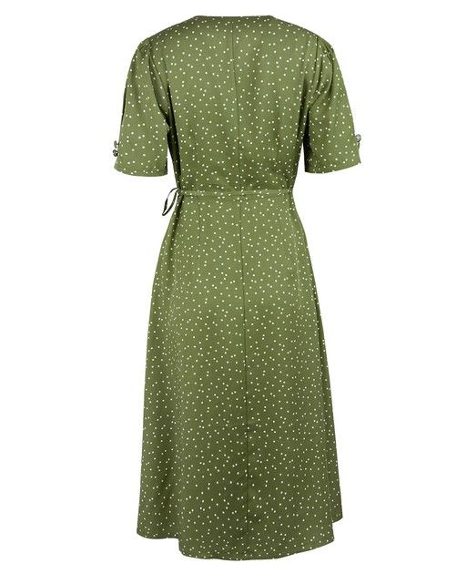 Polka Dot Green Midi Wrap Dress | Oliver Bonas