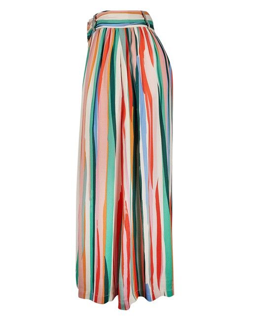 Paintbrush Stripe Belted Midi Skirt | Oliver Bonas