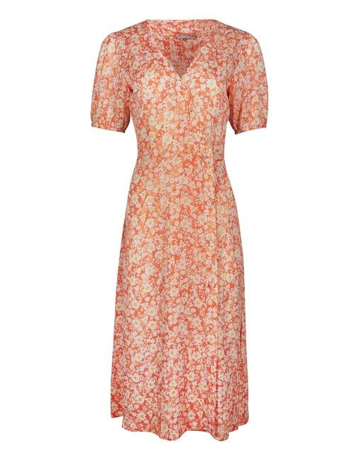 Wild Daisy Floral Print Orange Midi Wrap Dress | Oliver Bonas