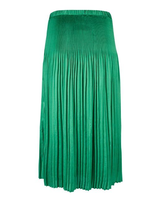 Crushed Green Pleated Midi Skirt | Oliver Bonas