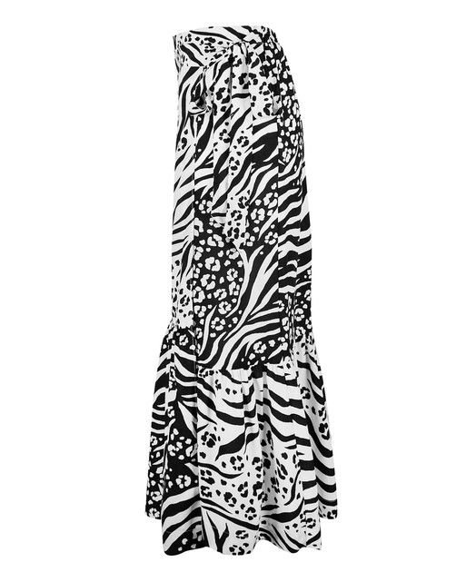 Monochrome Animal Print Wrap Midi Skirt | Oliver Bonas