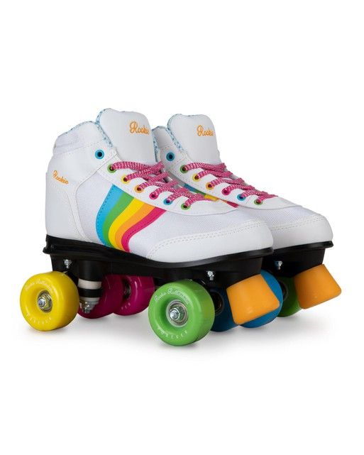 oliverbonas.com | Rainbow White Quad Roller Skates