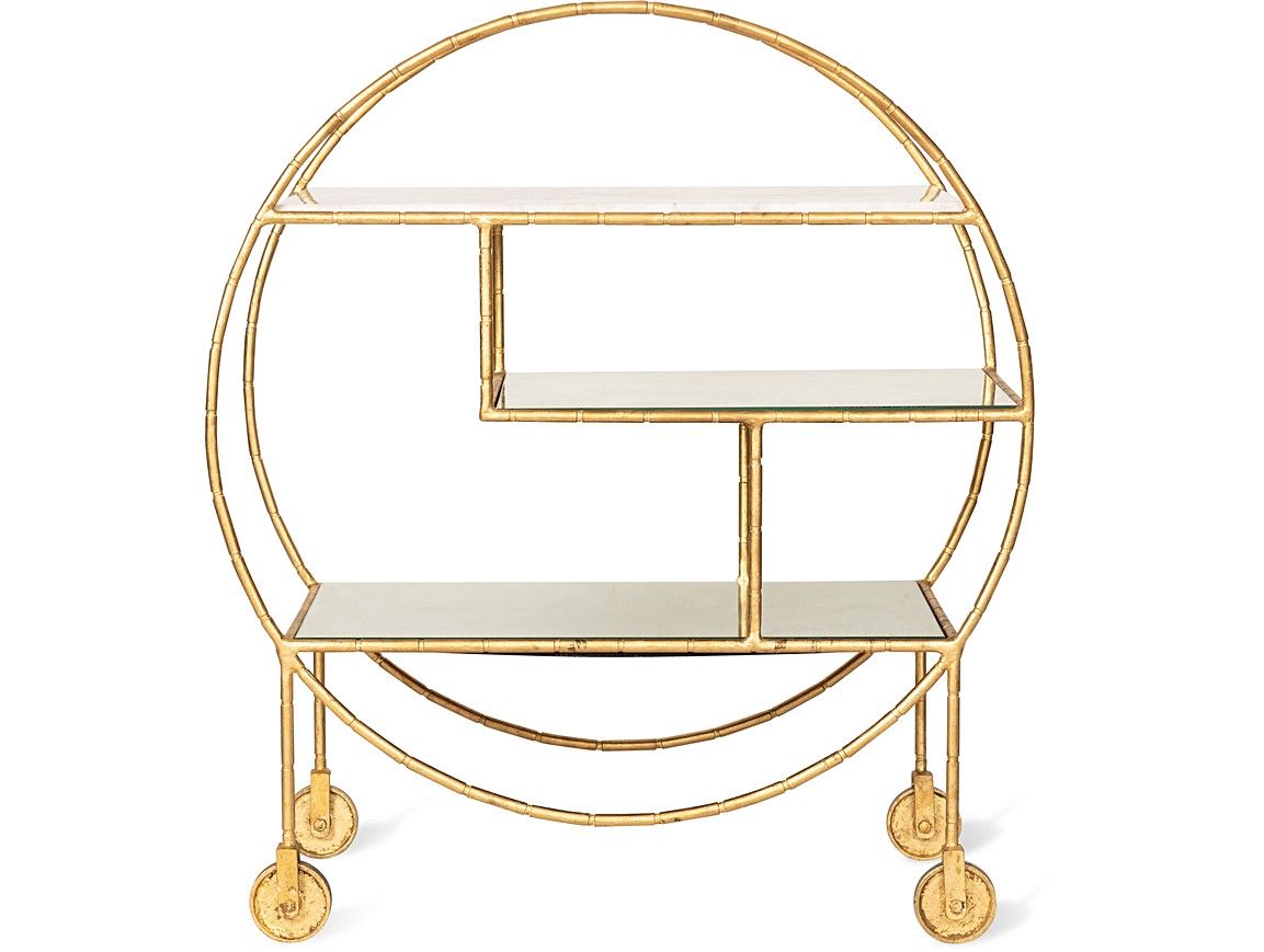 Luxe Round Bamboo Drinks Trolley